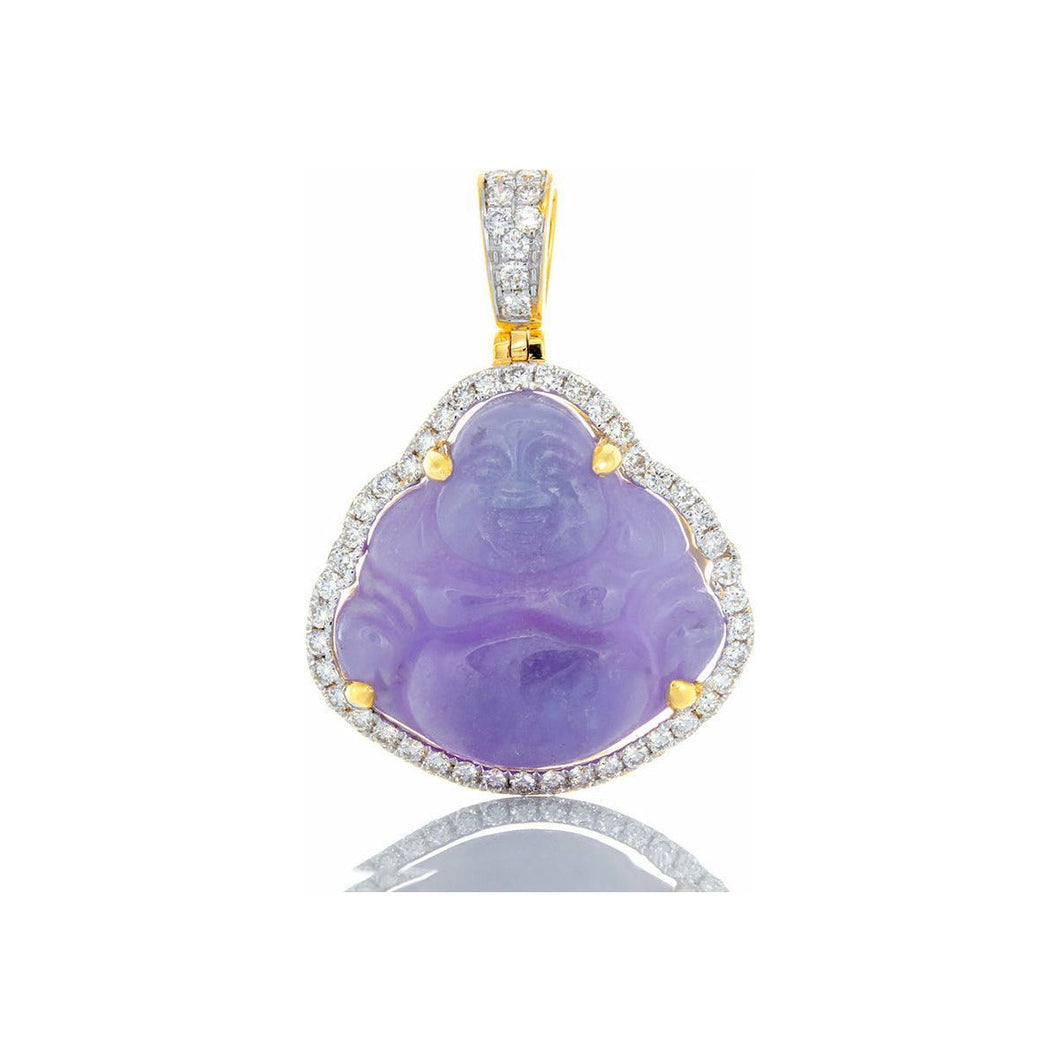 0.65ctw Small Purple Jade Buddha with Diamond Frame