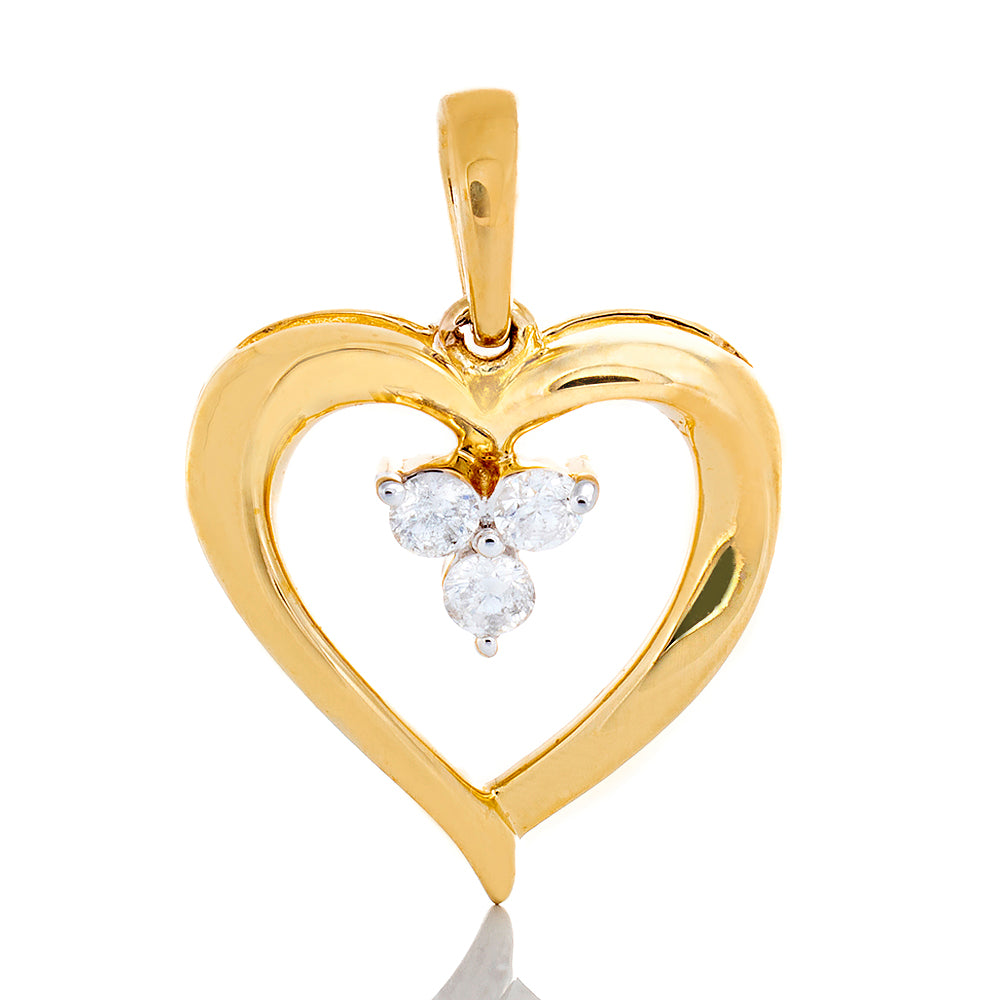 0.12ctw Open Heart with Three Diamond Flower Accent 14k Gold