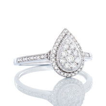 Load image into Gallery viewer, 0.25ctw Diamond Pear with Halo and Pave Shoulders 10k White
