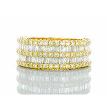 Load image into Gallery viewer, 3.25ctw Five Row Diamond Band Alternating Round &amp; Baguette Diamonds 10k gold
