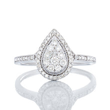 Load image into Gallery viewer, 0.25ctw Diamond Pear with Halo and Pave Shoulders 10k White
