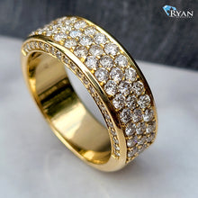 Load image into Gallery viewer, 2.00ctw Three Row Diamond Center With Diamond Side Profile 10k Gold
