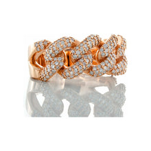Load image into Gallery viewer, 1.02ctw Two Row Pave Set Diamond Miami Cuban 10k Rose Gold
