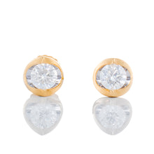 Load image into Gallery viewer, 0.50ctw Diamond Solitaire Crescent Moon Tension Set Studs 14k Gold
