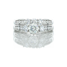 Load image into Gallery viewer, 1.58ctw Three Stone Past Present Future Bridal Set 14kt White Gold
