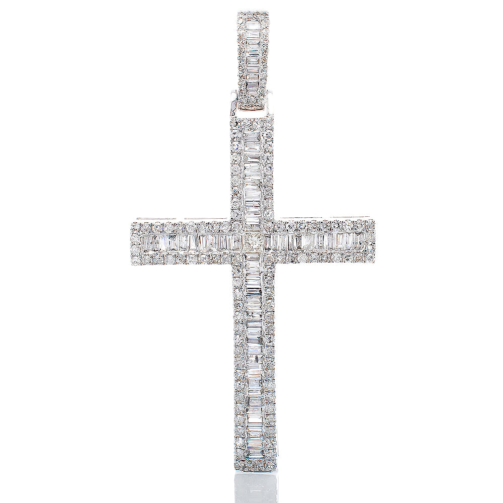 1.55ctw Baguette & Round Diamond Cross Pendant