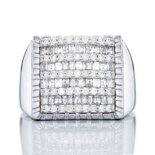 Load image into Gallery viewer, 1.40ctw Alternating Baguette &amp; Round Diamond Square Top with Grooved Sides 10k White Gold
