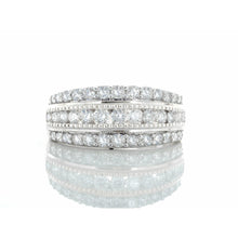 Load image into Gallery viewer, 1.00ctw Three Row Diamond Band with Milledge Accents 10k White Gold

