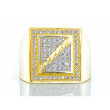 Load image into Gallery viewer, CZ Square Face with Diagonal Diamond Cut Line Through Center 10k Gold
