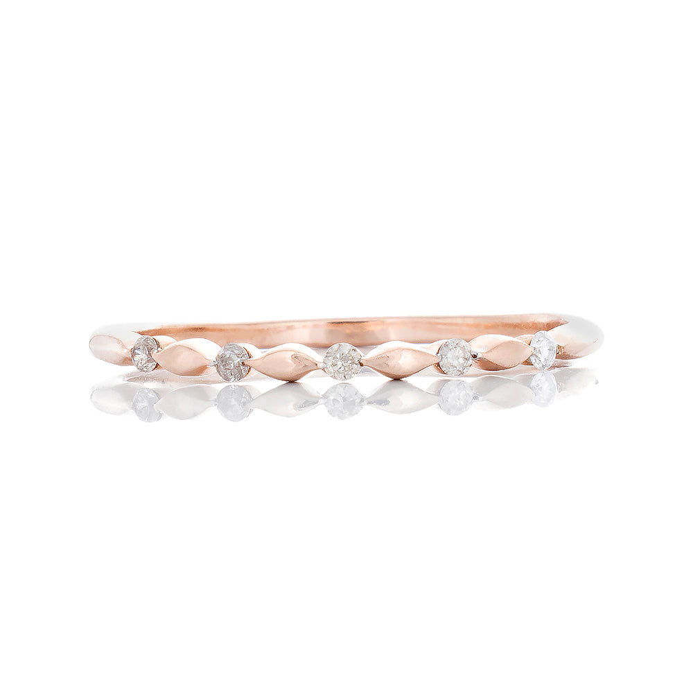 0.05ctw Alternating Diamond Bubble Links with High Polished Marquise Links 10k Rose Gold