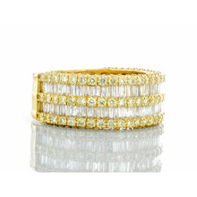 Load image into Gallery viewer, 3.25ctw Five Row Diamond Band Alternating Round &amp; Baguette Diamonds 10k gold
