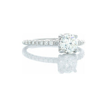 Load image into Gallery viewer, 0.92ctw Round Brilliant Cut Solitaire with Diamond Pave Shoulders &amp; Hidden Halo 18kt White Gold
