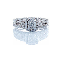 Load image into Gallery viewer, 0.96ctw Invisible Quad Center with Split Vintage Shoulders, Bridal Set 14k White Gold
