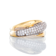 Load image into Gallery viewer, High Polished &amp; Cubic Zirconia Dome Style Cross Over Band 10k Gold
