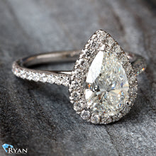 Load image into Gallery viewer, 2.61ctw Pear Cut Lab Created Diamond Engagement Ring with Halo
