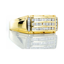 Load image into Gallery viewer, 0.50ctw Three Row Horizontal Two Row Vertical Diamond Channel Set Rectangle Ring 10k Gold

