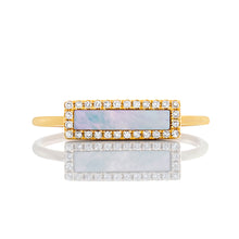 Load image into Gallery viewer, Horizontal Mother of Pearl Bar with Diamond Border Sandy Collection by BASSALI Jewelry
