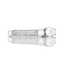 Load image into Gallery viewer, 0.85CTW Diamond Three Stone Double Row Micro Pave Shoulders
