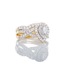 Load image into Gallery viewer, 1.00ctw Pear Solitaire Double Halo Infinity Shoulders, Bridal Set 10k Gold
