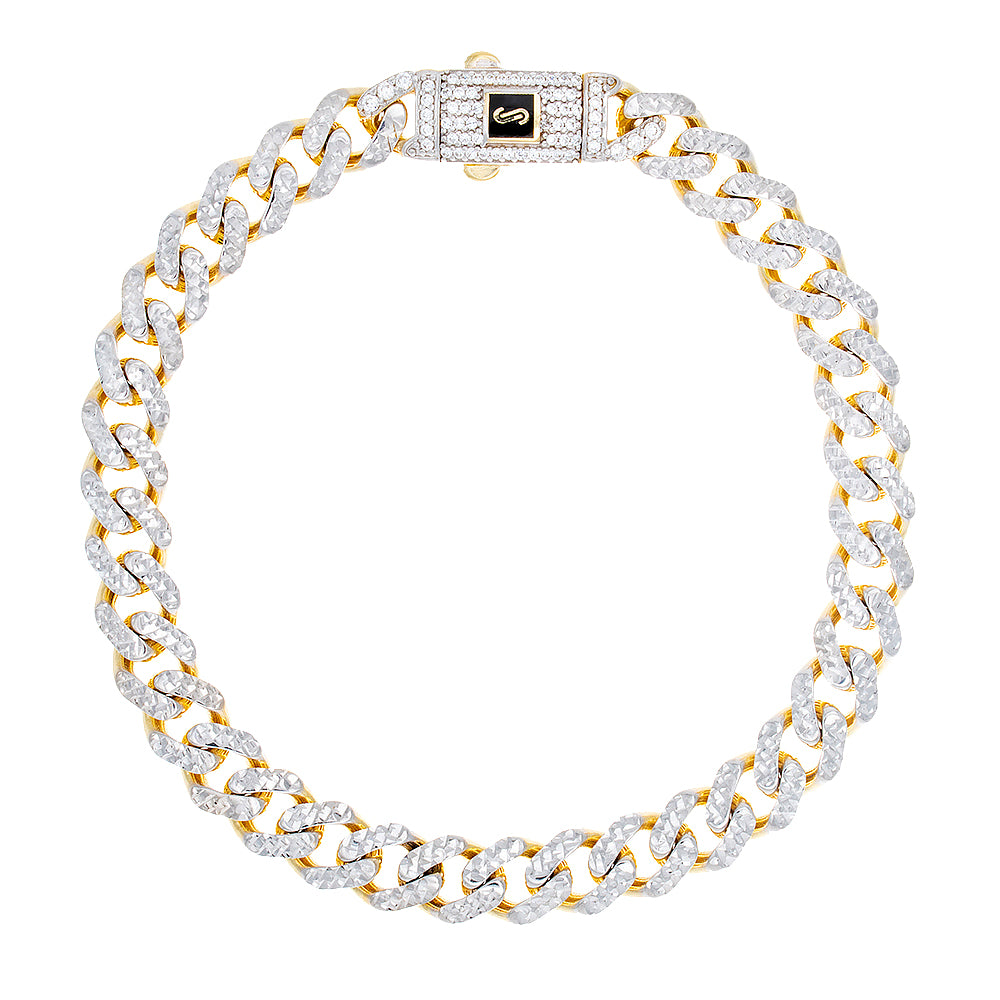 7.50mm Diamond Cut Monaco Link Bracelet 10k Gold