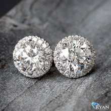 Load image into Gallery viewer, 2.25ctw Round Brilliant Lab Created Diamond Solitaire Studs with Halo
