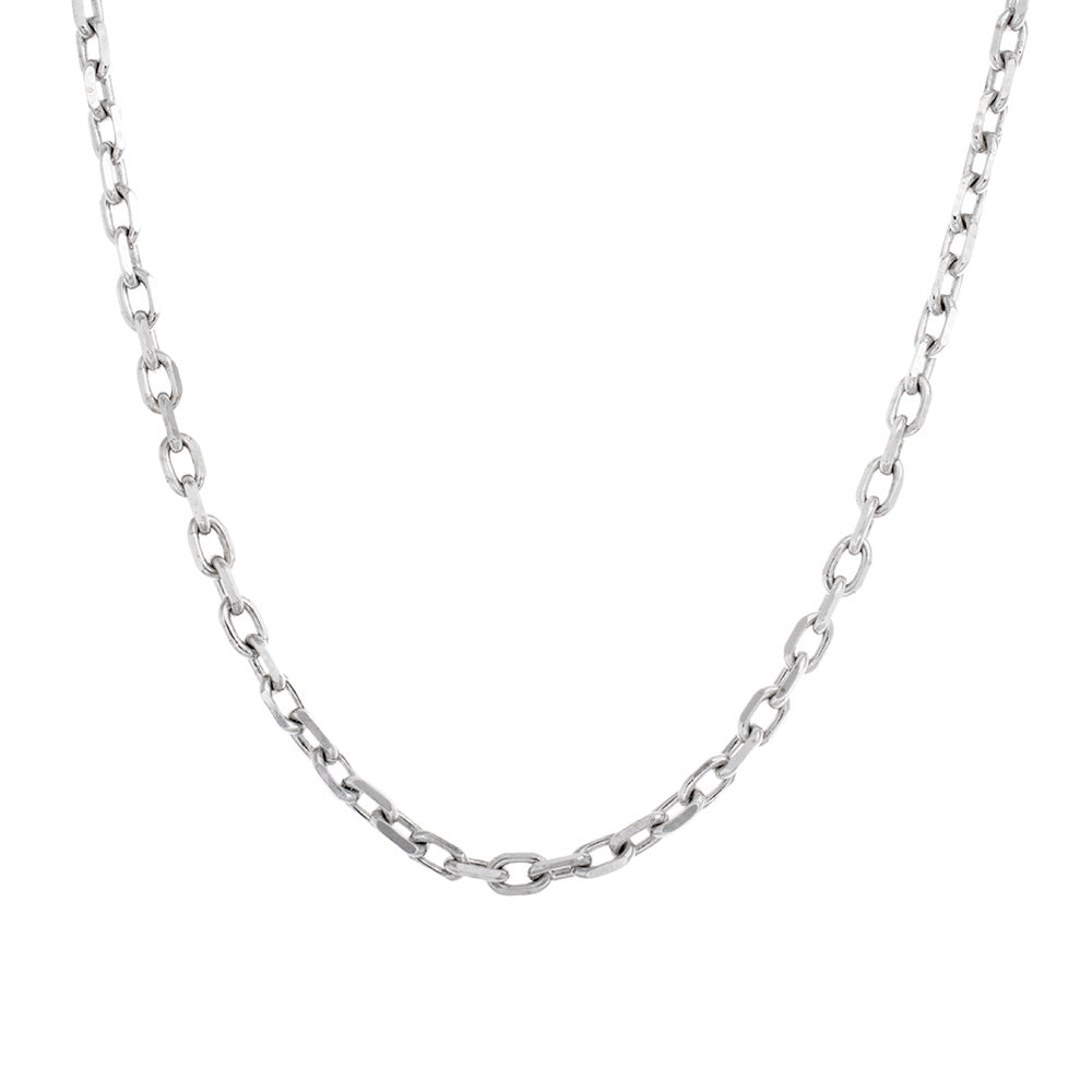 2.50mm Solid Hermes Link Chain 10k White Gold