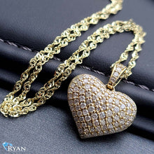 Load image into Gallery viewer, 1.00ctw Diamond Pave Puff Heart 10k Gold
