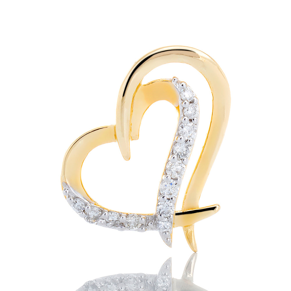 0.14ctw Open Double Heart with Diamond Pave Accents 10k Gold