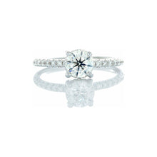 Load image into Gallery viewer, 0.92ctw Round Brilliant Cut Solitaire with Diamond Pave Shoulders &amp; Hidden Halo 18kt White Gold
