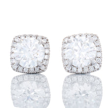 Load image into Gallery viewer, 2.25ctw Round Brilliant Lab Created Diamond Solitaire Studs with Cushion Halo
