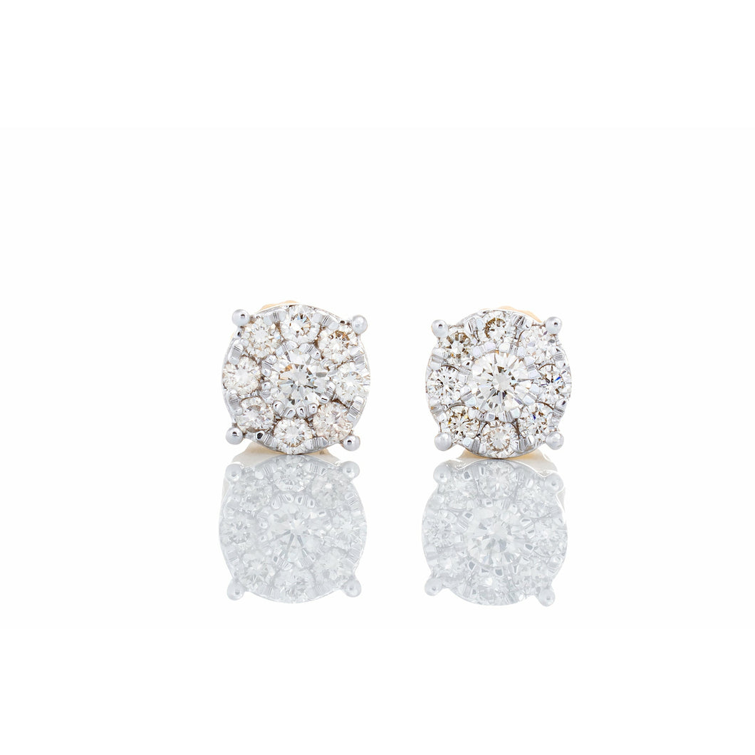 0.48ctw Imperial Cluster Diamond Studs 14k Gold