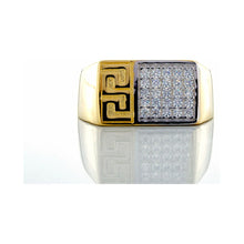 Load image into Gallery viewer, Rectangle Forefront, Half Set with Cubic Zirconia Half Greek Key 10k Gold

