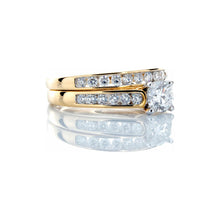 Load image into Gallery viewer, 1.00ctw Diamond Solitaire Channel Set Shoulders &amp; Band, Bridal Set 14k Gold
