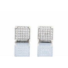 Load image into Gallery viewer, 0.33ctw 3D Micro Pave Square Diamond Studs 10kt White Gold
