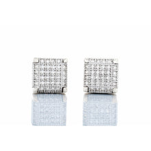 Load image into Gallery viewer, 0.20ctw 3D Square Micro Pave Diamond Studs 10kt White Gold
