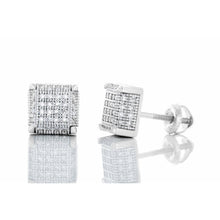 Load image into Gallery viewer, 0.20ctw 3D Square Micro Pave Diamond Studs 10kt White Gold
