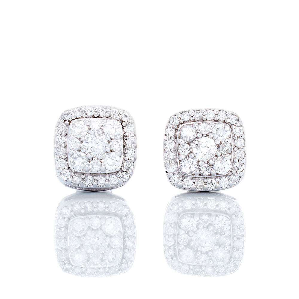 0.25ctw Imperial Cushion Center with Diamond Halo Studs