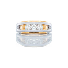 Load image into Gallery viewer, 0.60ctw Three Diamond Channel Set Forefront Open Gap Tabletop 14k Two Tone Gold
