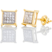 Load image into Gallery viewer, 0.10ctw Square Shape Micro Pave Studs 10k
