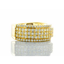 Load image into Gallery viewer, 2.50ctw Five Row Diamond Band with Raised Three Center Rows 10k Gold
