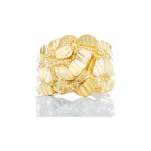 Load image into Gallery viewer, Diamond Cut Nugget Ring with Grooved Shoulders 10k Gold
