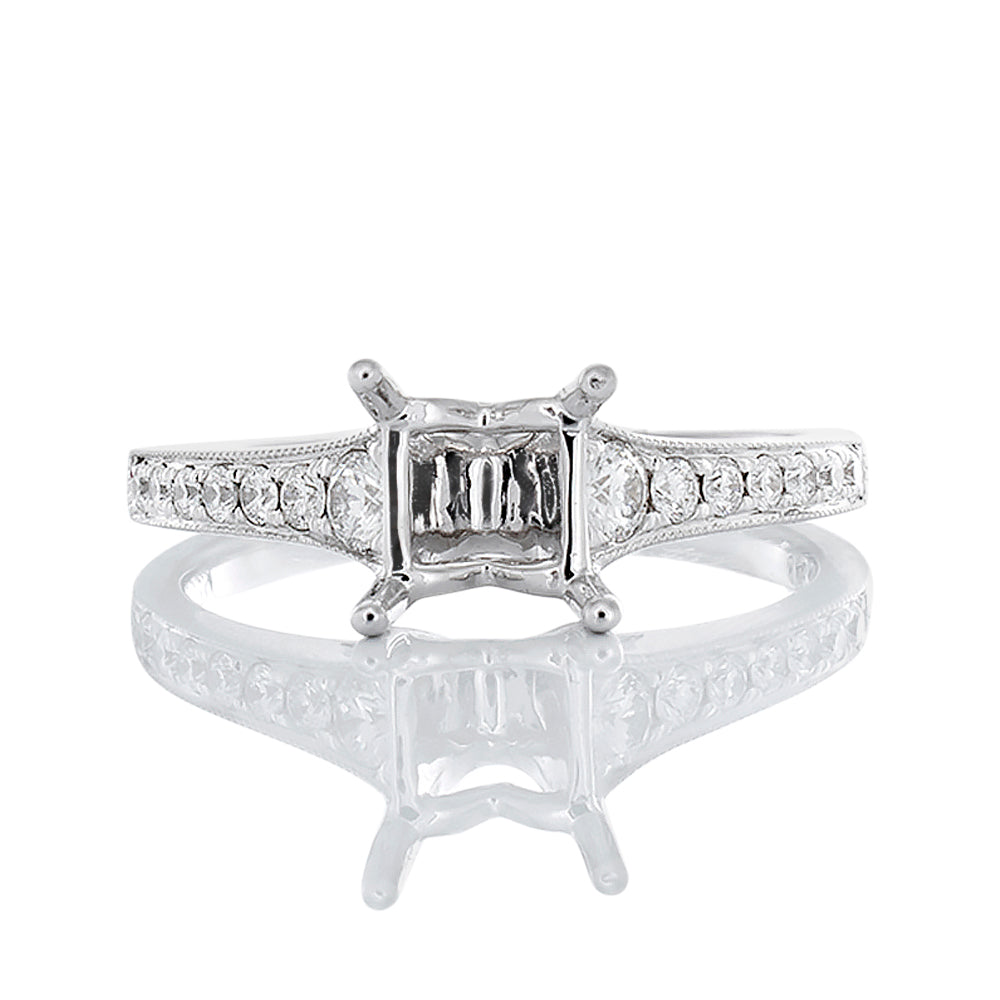 RING GW 18K 0.31CTW GRAUDATING DIAMOND SHOULDERS WITH MILLEDGE