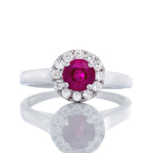 Load image into Gallery viewer, 0.40ct Genuine Ruby Solitiare with Diamond Halo
