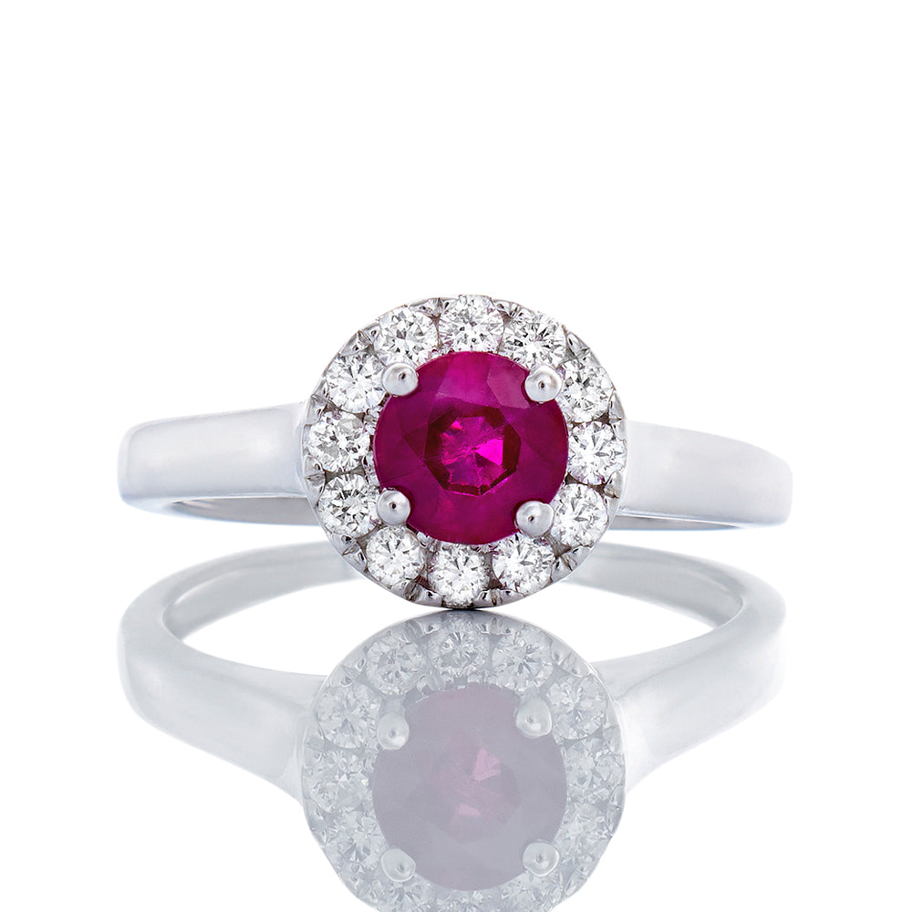 0.40ct Genuine Ruby Solitiare with Diamond Halo