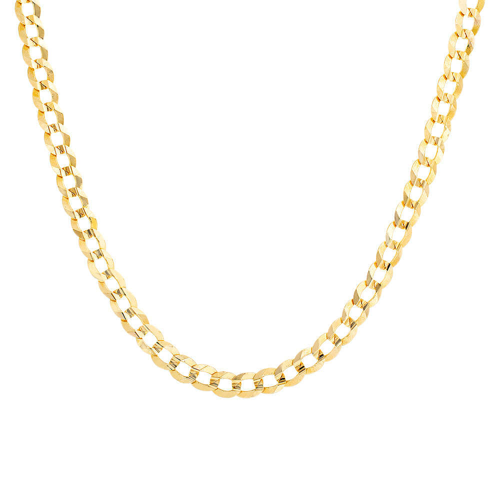 4mm Solid Beveled Edge Curb Link Chain 10k Gold