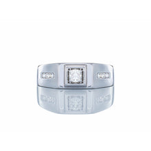 Load image into Gallery viewer, 0.28ctw Round Solitaire Center Three Diamond Channel Set Shoulders 14k White Gold
