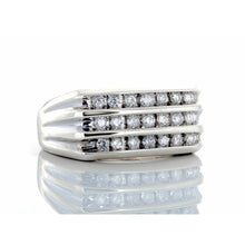 Load image into Gallery viewer, 0.25ctw Three Row Chanel Set Diamond Rectangle Forefront Ring 10k White Gold
