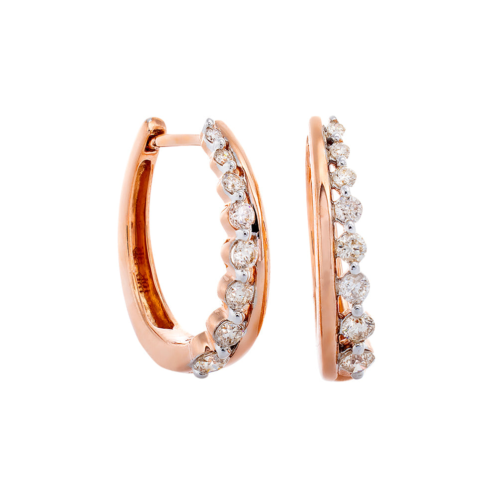 0.50ctw Graduated Diamond Hoops with High Polished Bar 10k Rose Gold