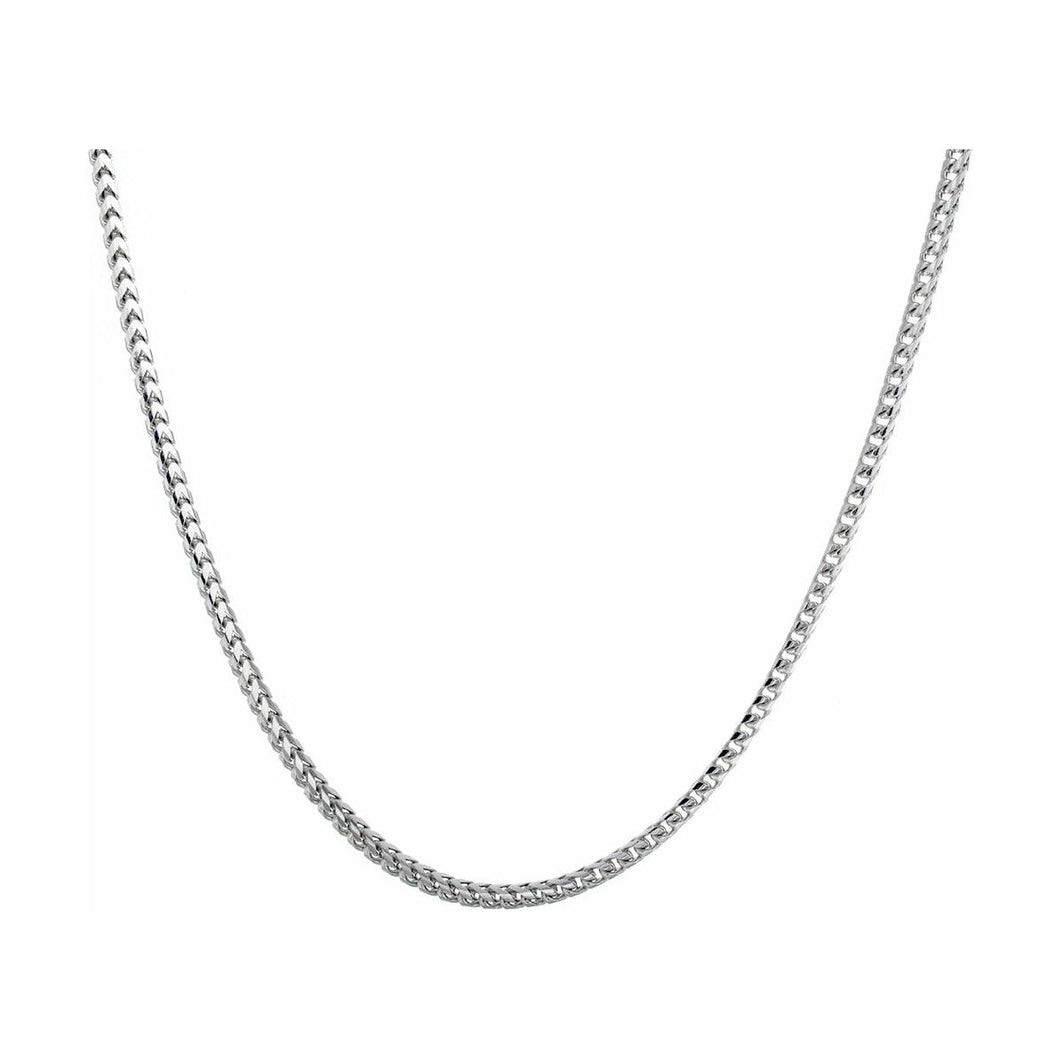 2mm Solid Round Millennium Franco 24 Inches Link 14k White Gold