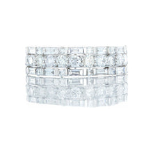 Load image into Gallery viewer, 1.00ctw Round Prong Set Center with Alternating Round &amp; Baguette Sides, Diamond Band 10k White Gold
